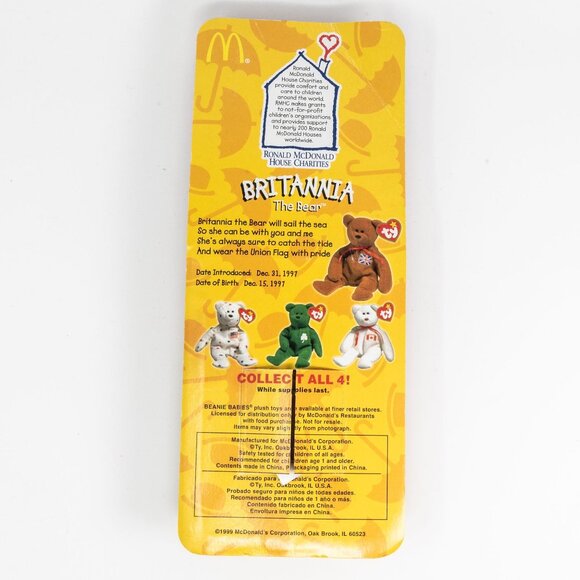 Ty Beanie Baby Rare Error 1993 OakBrook Collectible Britannia The Bear 1999 McDo - Picture 2 of 4